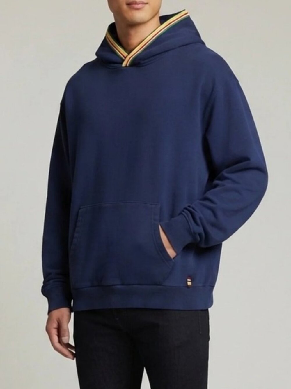 Hudson's Bay Co. (HBC) Stripes oversized pullover hoodie navy blue men's size XL